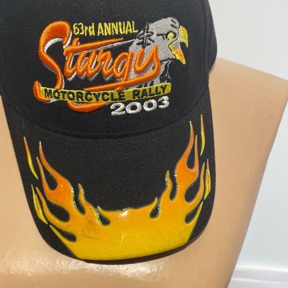 Men's Black 63rd Annual Sturgy Motorcycle Rally 2003 A-Flex Cap Hat Medium - Picture 7 of 10